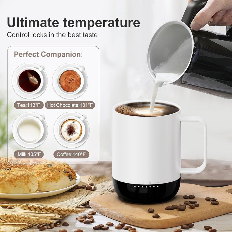 vsitoo S3 Plus 14oz Heated Coffee Mug - Temperature Control Smart Mug with Mug Warmer, Auto-Sensing AI Heats Drinks to 120-150°F Hands-Free.Ideal for Home/Office/Gifts, Tan - Image 3